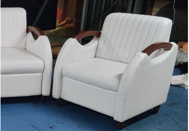 White Wood-Arm 1 Seater